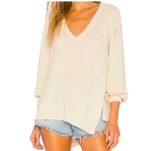 Free People Asymmetrical Oversized Cream Sweater Size M
